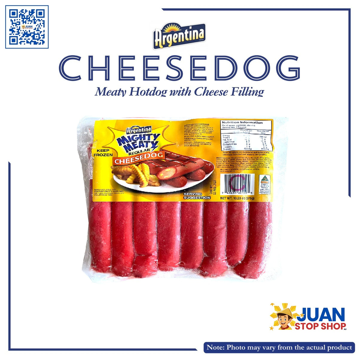ARGENTINA MIGHTY MEATY CHEESEDOG 375G