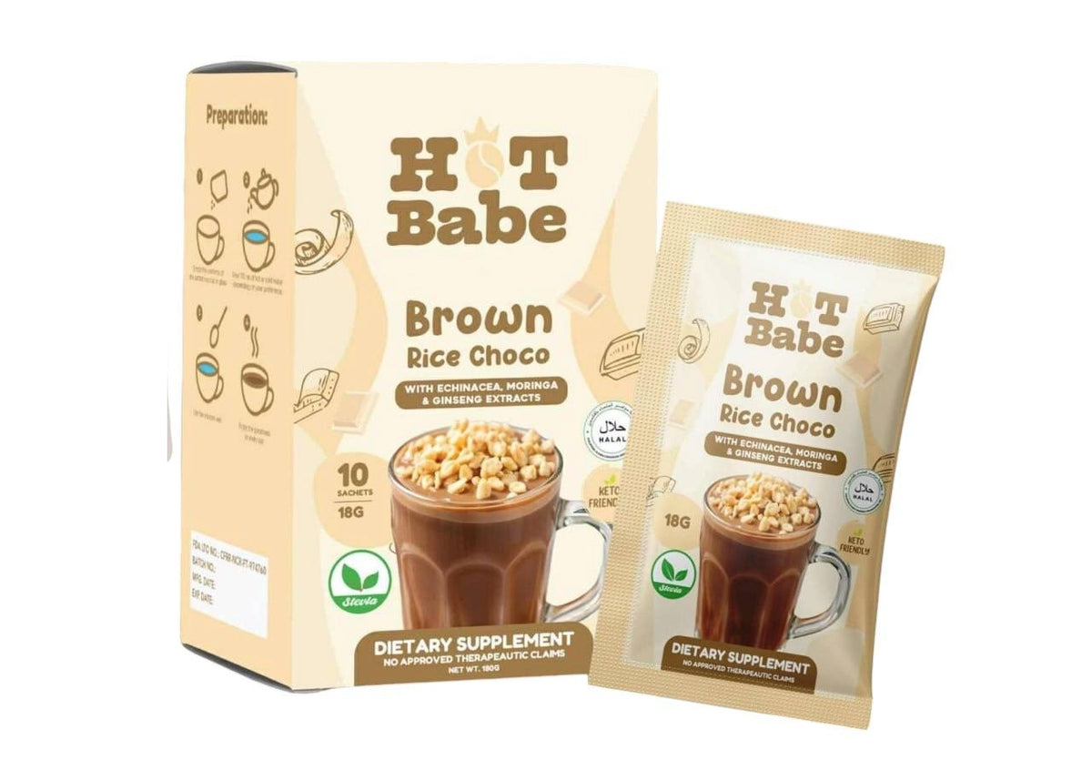 HOT BABE BROWN RICE CHOCO PER 180G PACK (10X18G SACHETS)