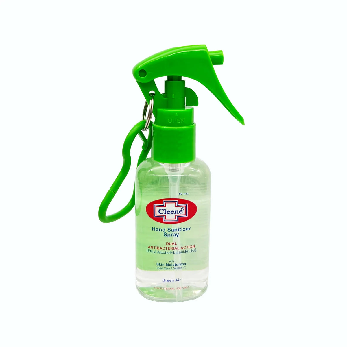CLEENE HAND SANITIZER SPRAY GREEN AIR 60ML WITH CARABINER