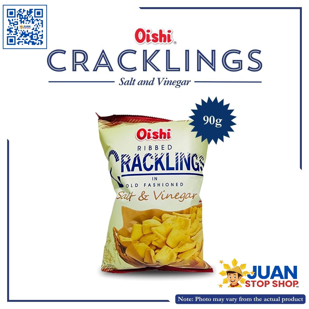 OISHI RIBBED CRACKLINGS (BIG BAGS) SALT & VINEGAR 90G