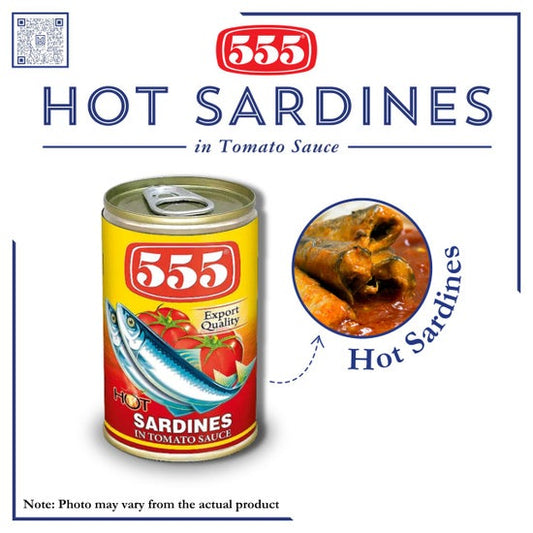 555 SARDINES IN TOMATO SAUCE W/ CHILLI (SMALL CANS) 155G