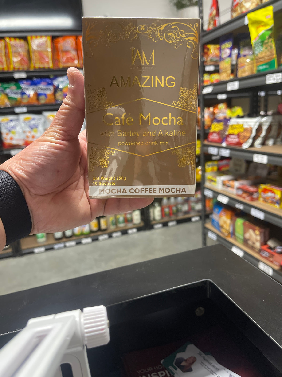 I AM WORLDWIDE AMAZING CAFE MOCHA WITH BARLEY AND ALKALINE