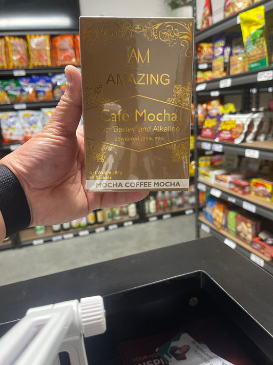 I AM WORLDWIDE AMAZING CAFE MOCHA WITH BARLEY AND ALKALINE