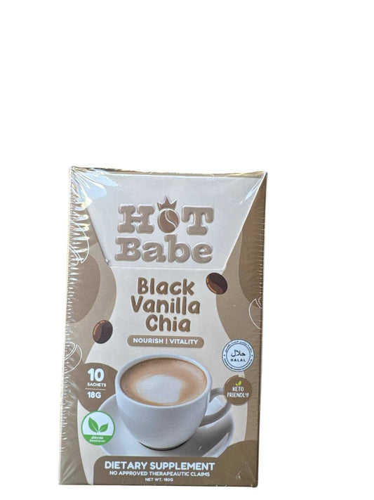 HOT BABE BLACK VANILLA CHIA PER 180G PACK (10X18G SACHETS)