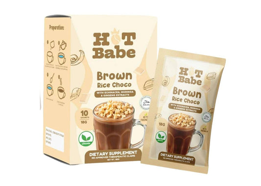 HOT BABE BROWN RICE CHOCO PER 180G PACK (10X18G SACHETS)