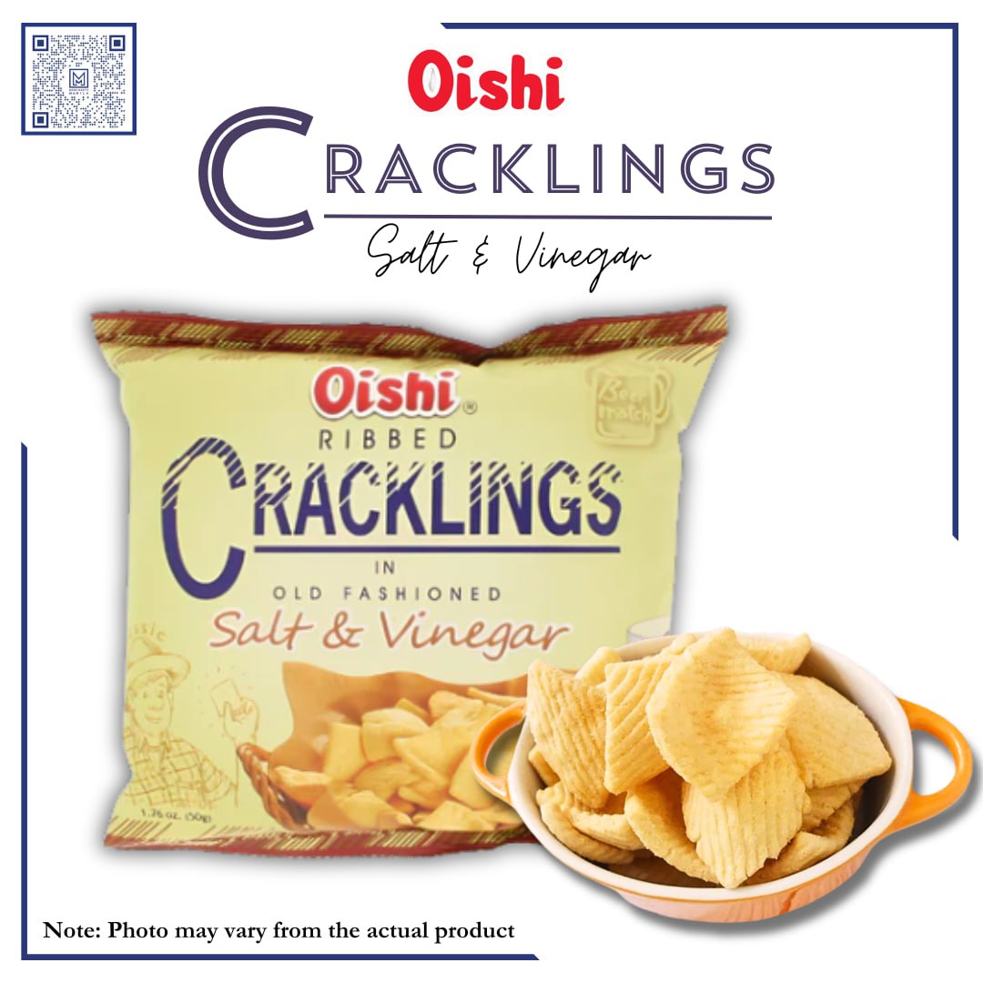 OISHI RIBBED CRACKLINGS SALT & VINEGAR 50g