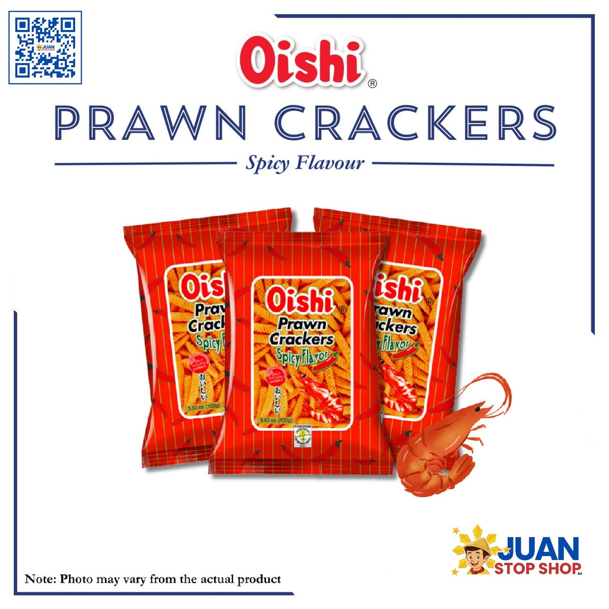 OISHI PRAWN CRACKERS SPICY (BIG BAGS) 90G