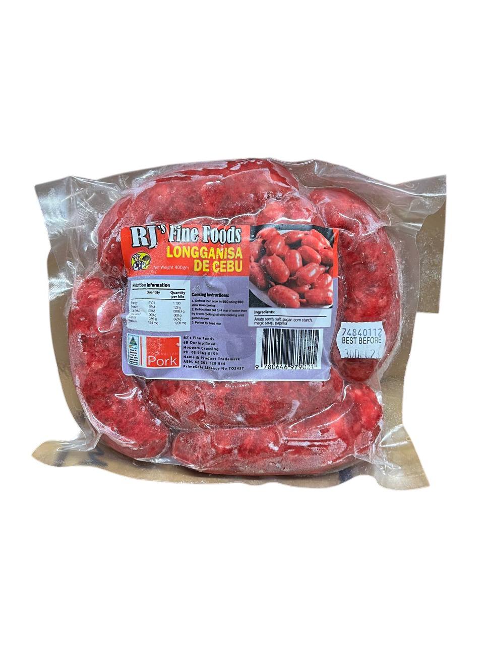 RJ'S FINE FOODS CHORIZO DE CEBU
