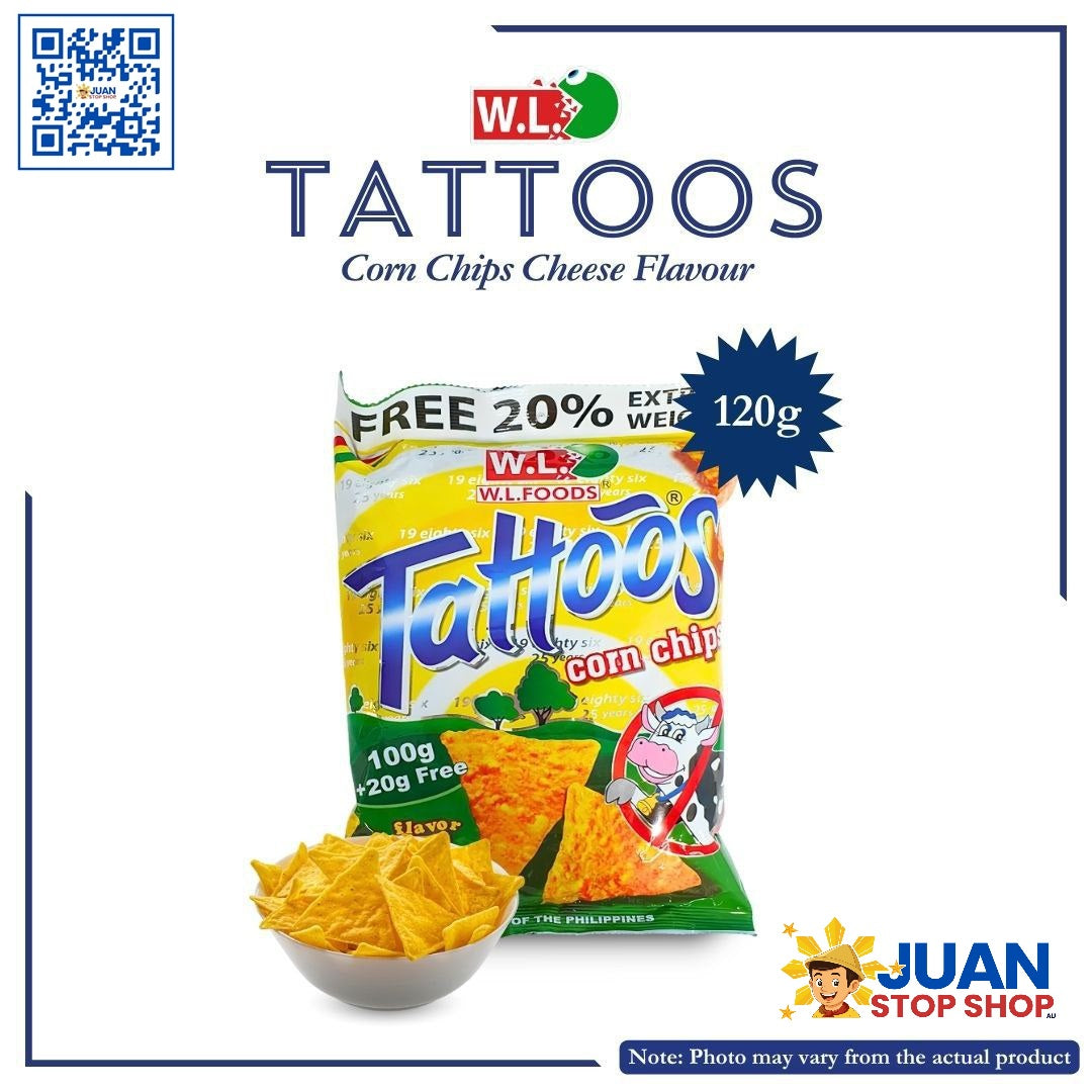 TATTOOS CORN CHIPS CHEESE FLAVOR 120G